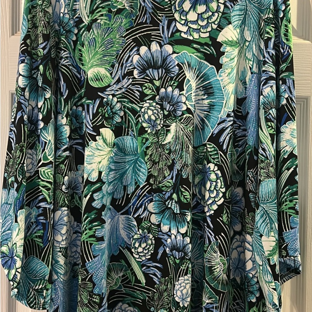 Bon Worth Floral Blouse - Blue and Green